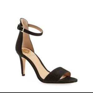 Vince Camuto Black Sparkly Ankle Strap Heels